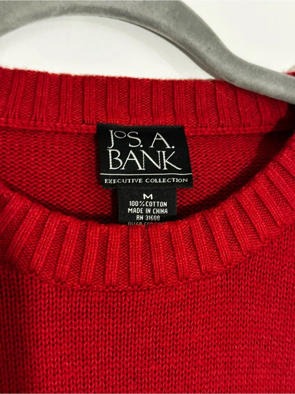 Jos. A. Bank Red Holiday Crewneck Sweater—Unisex